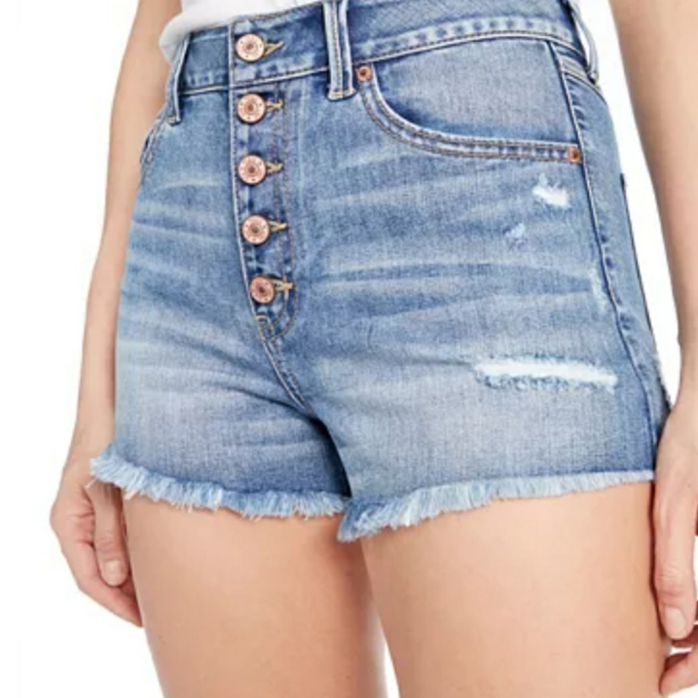 Rewash Ripped High-Rise Button-Front Denim Short